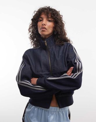adidas Originals top da tuta in denim Firebird indaco-blu navy