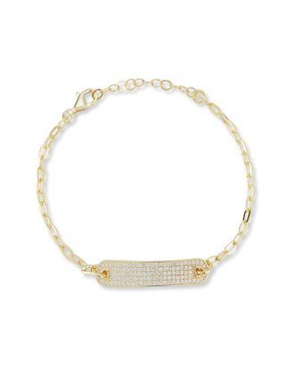 Chloe and Madison Chloe And Madison 14K Over Silver Cz Id Bar Bracelet