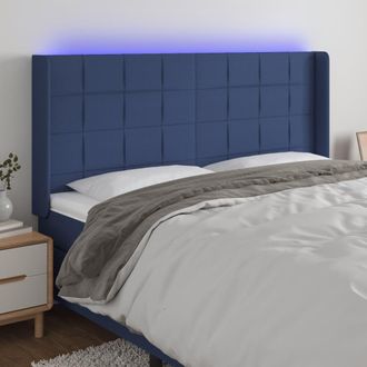 vidaXL Cabecero Con Led De Tela Azul 163x16x118/128 Cm Vidaxl