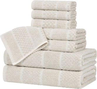 Superior Naples Medium Weight Checkered & Ribbed 8Pc Towel Set