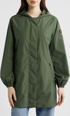 Save The Duck Fleur Water Resistant Hooded Raincoat in Thyme Green at Nordstrom, Size 4