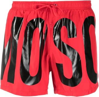 Moschino Beachwear, male, Red, XL, Print Logo Swim Shorts