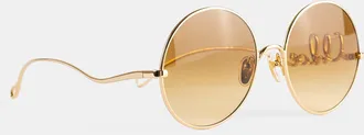 Chlo&eacute; Womens Oversized Gold Round Sunglasses