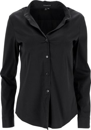 Theory Button-Down Long Sleeve Shirt in Black Cotton
