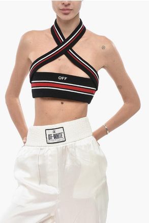Off-white Knit Tube Top CROSS COLLAR size M