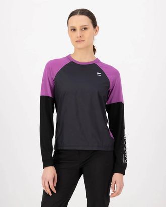 Mons Royale Tarn Merino Bike Wind Jersey In Purple Bolt-Black