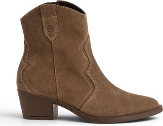 Tamaris Tamaris Womens Womens Camel Brown Suede Leather Cowboy Western Ankle Boots - 25702-41 - Tan - Size EU 41