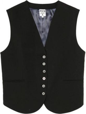 Five Jeans Volia Gilet - Dames - Gillet - Zwart - XS - Leer - Kostuums