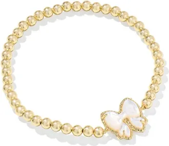 Kendra Scott Womens Haley Bow Stretch Bracelet In Rhod Ivory Mop