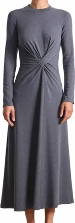 Apiece Apart Long Sleeve Volta Midi Dress In Heather Grey