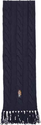 Polo Ralph Lauren Gevlochten Gebreide Sjaal met Teddy Logo - Dames - Wintersjaals - Blauw - ONE Size - Wol - Accessoires