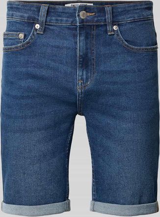 Only & Sons Regular Fit Jeansshorts aus Baumwoll-Mix Modell PLY in Dunkelblau, Gr&ouml;&szlig;e XXL