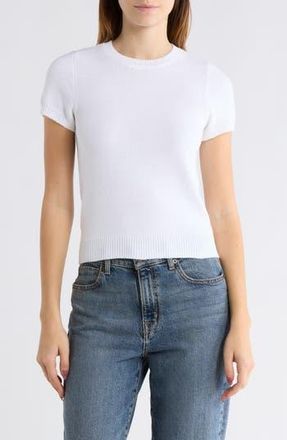Leith Favorite Short Sleeve Sweater in White at Nordstrom Rack, Size X-Small