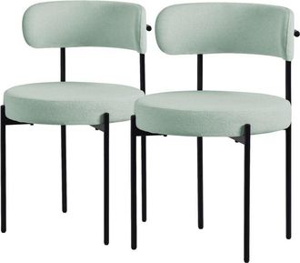ML Design Juego De 2 Sillas De Comedor Asientos Tapizados En Tejido Teddy Verde Y Patas De Metal Negro Muebles Ergon&oacute;micos Elegantes Sill&oacute;n De Dise&ntilde;o Moderno Pa