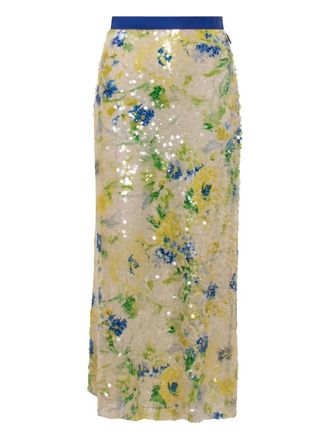 Msgm sequinned maxi skirt - women - Sequin/Fabric - 42 - Yellow