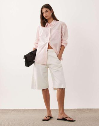 Arket Camicia squadrata in popeline di cotone rosa polvere