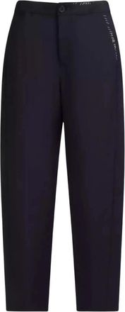 Marni Navy Wool Wide Leg Pants - Dames - Broeken - Blauw - 2XS - Wol - Broeken