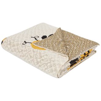 Beliani Beliani - Manta Moderna Habitaci&oacute;n Infantil Algod&oacute;n Beige Motivo Abejas 130 X 170 Cm Dragan
