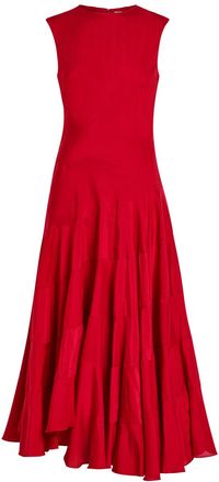Tory Burch Asymmetric Cotton-blend Midi Dress - Red - 10 (UK14 / L)