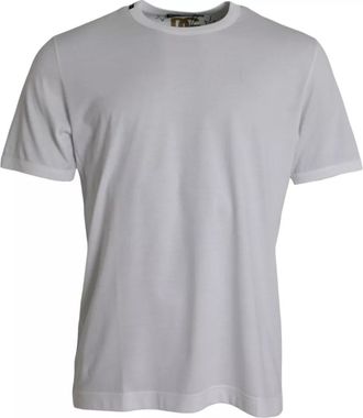 Dolce & Gabbana White Cotton Round Neck Short Sleeves Mens T-shirt