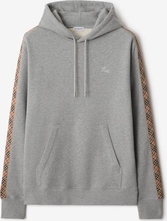 Burberry Check Trim Cotton Hoodie, Size: XXL