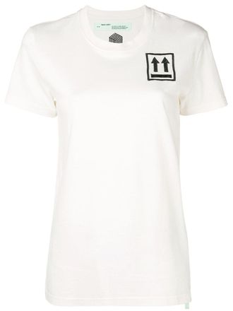 Off-white geborduurd T-shirt - Beige