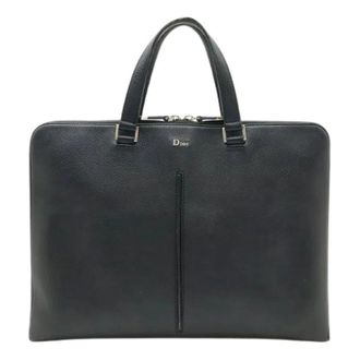 Dior Pre-owned Handbags, male, Black, Size: ONE SIZE Pre-owned Homme Leather Briefcase