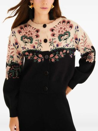 Farm Rio floral buttoned cardigan - Black