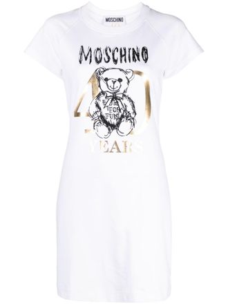 Moschino Teddy Bear-motif cotton T-shirt dress - White