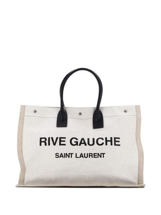 Saint Laurent Rive Gauche Shopper Canvas Large tote bag - Beige