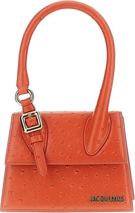 Jacquemus Gestructureerde leren tas met struisvogeleffect - Dames - Handtassen - Oranje - ONE Size - Leer - Tassen