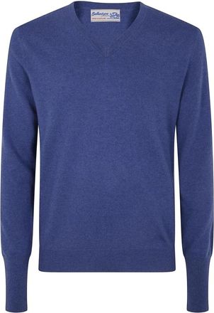 Ballantyne V-hals trui van fijne kasjmier - Heren - Cashmere truien - Blauw - M - Kasjmier - Truien & Vesten