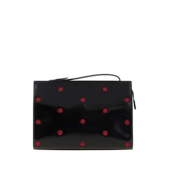 Dsquared2 Black Leather Maple Leaf Clutch M002