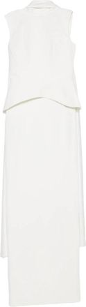 Solace London Annie Peplum-waist Draped-panel Maxi Dress