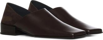 Alaia Womens Square Slippers Leather Brown Loafers
