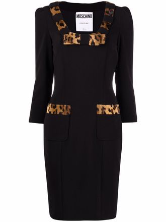Moschino Jurk met luipaardprint - Zwart