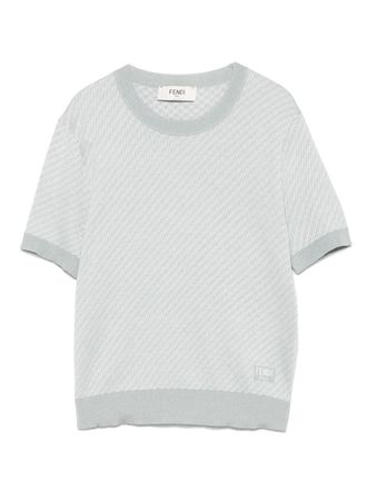 Fendi micro-FF T-shirt - women - Silk/Wool/Polyamide - 38 - Green