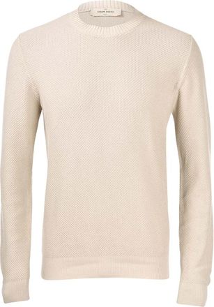 Gran Sasso Gebreide kleding - Heren - Ronde hals truien - Beige - M - Katoen - Truien & Vesten