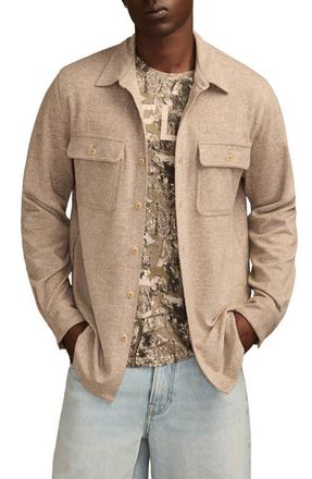 Lucky Brand Regular Fit Knit Button-Up Shirt in Taupe Heather at Nordstrom, Size X-Large