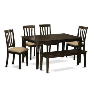 East West Furniture CAAN6-CAP-C 6 Pc Dining Table with bench set- Kitchen Table with 4 Chairs plus bench