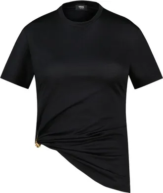 Versace Womens Logo Cotton T-Shirt Black