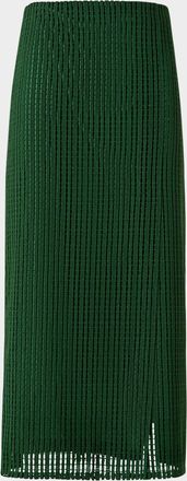 Akris Pencil Techno Stripe Embroidered Midi Skirt