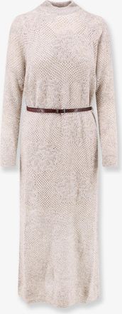 Brunello Cucinelli Vestito lungo in misto mohair e lana con dettaglio Dazzling all-over - BRUNELLO CUCINELLI - gender_Woman