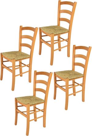 Tommychairs Tommychairs 4 Sillas Venice En Haya Color Miel Y Asiento En Paja