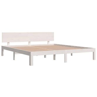Berkfield Home Beautiful Bed Frame White Solid Wood 180x200 cm Super King Size