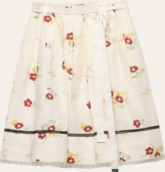 Prada Floral Print Linen Skirt