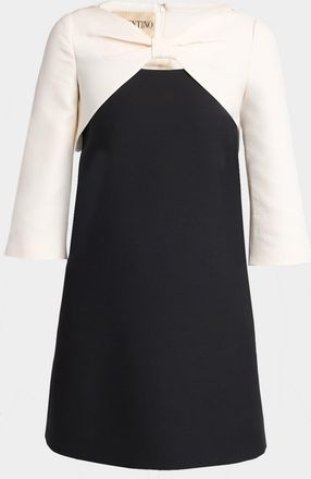 Valentino Garavani Colorblock Bow Long-Sleeve Mini Dress