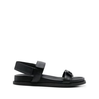 Emporio Armani Flat Sandals, female, Black, Size: 9 1/2 US Exclusive Sandals