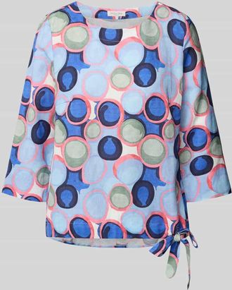 Christian Berg Regular Fit Leinenbluse mit 3/4-Arm in Marine, Größe 36