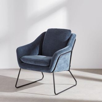 Maisons du monde Sill&oacute;n aterciopelado azul
